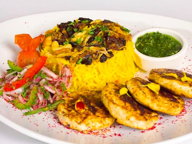 Kofta Kebab Dajaj with Saffron Rice
